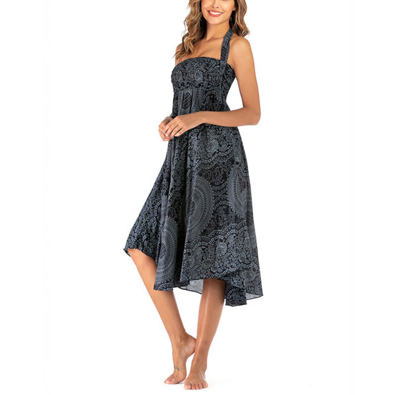 Two Style Wear Boho Compass Rose Flower Skirt Dress