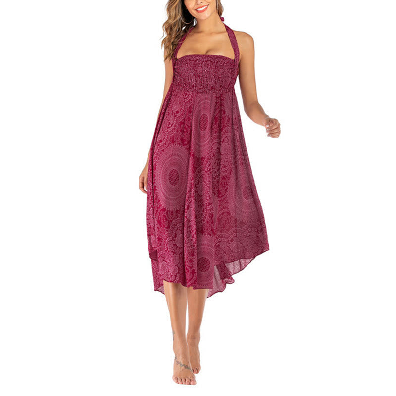 Two Style Wear Boho Compass Rose Flower Skirt Dress