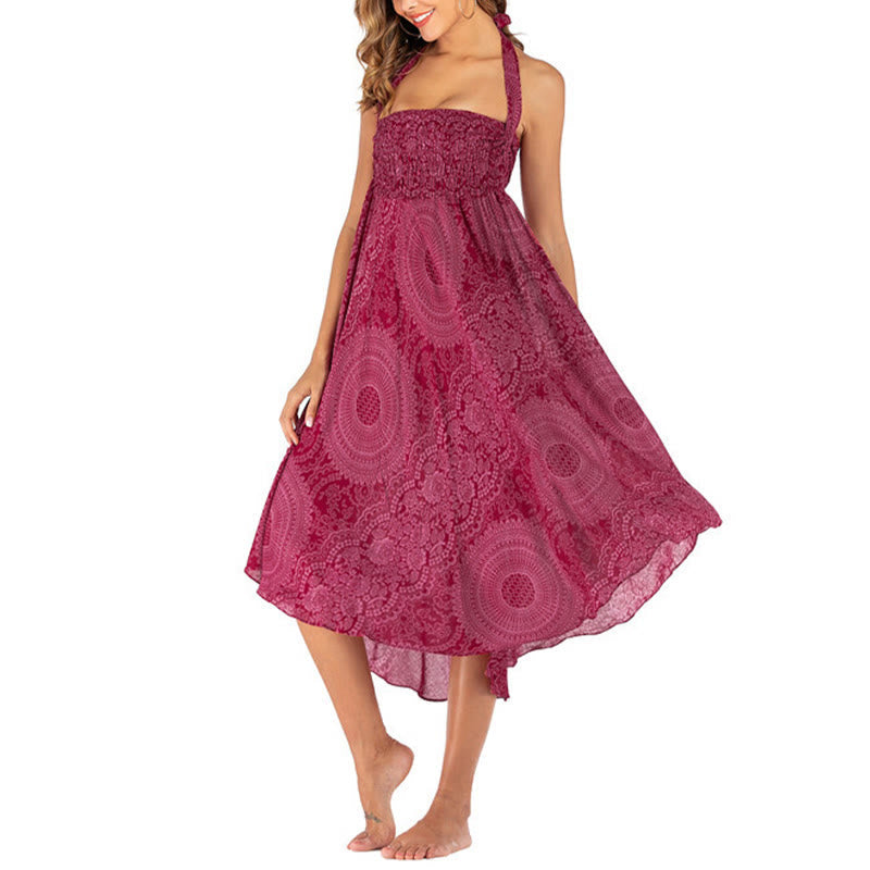 Two Style Wear Boho Compass Rose Flower Skirt Dress