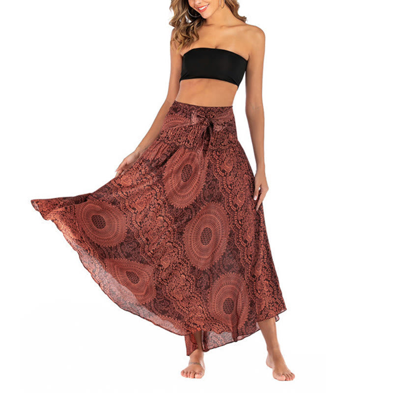 Two Style Wear Boho Compass Rose Flower Skirt Dress
