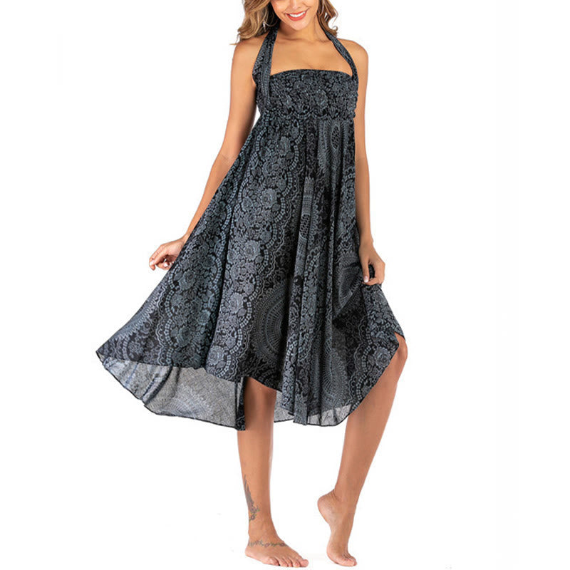 Two Style Wear Boho Compass Rose Flower Skirt Dress