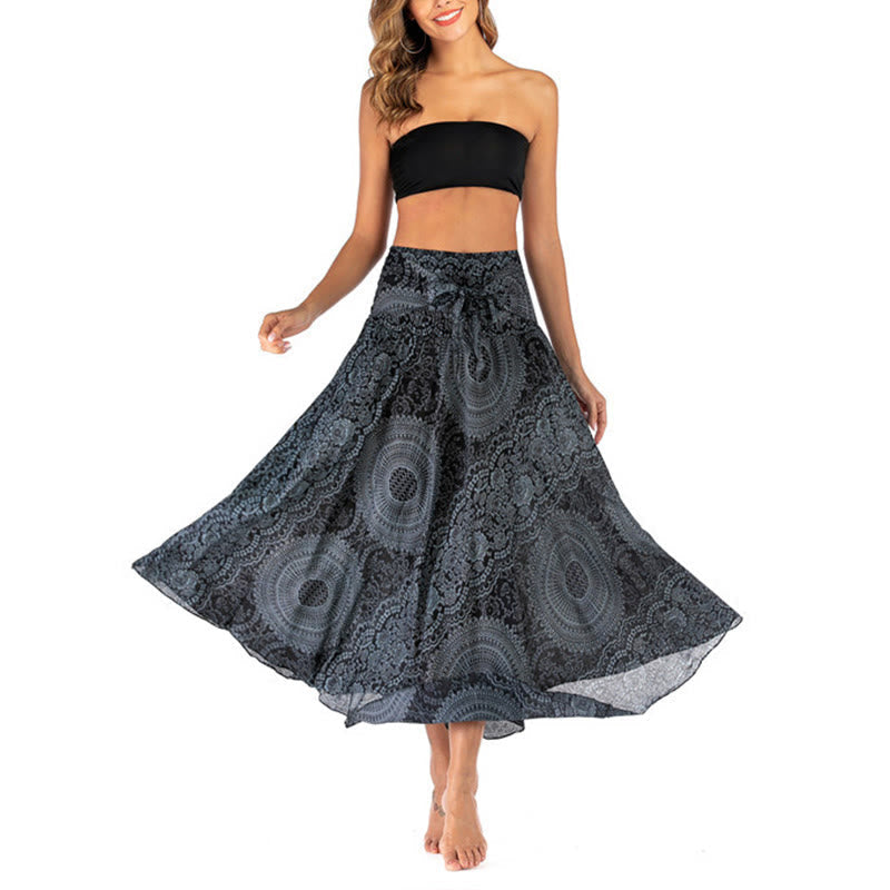 Two Style Wear Boho Compass Rose Flower Skirt Dress