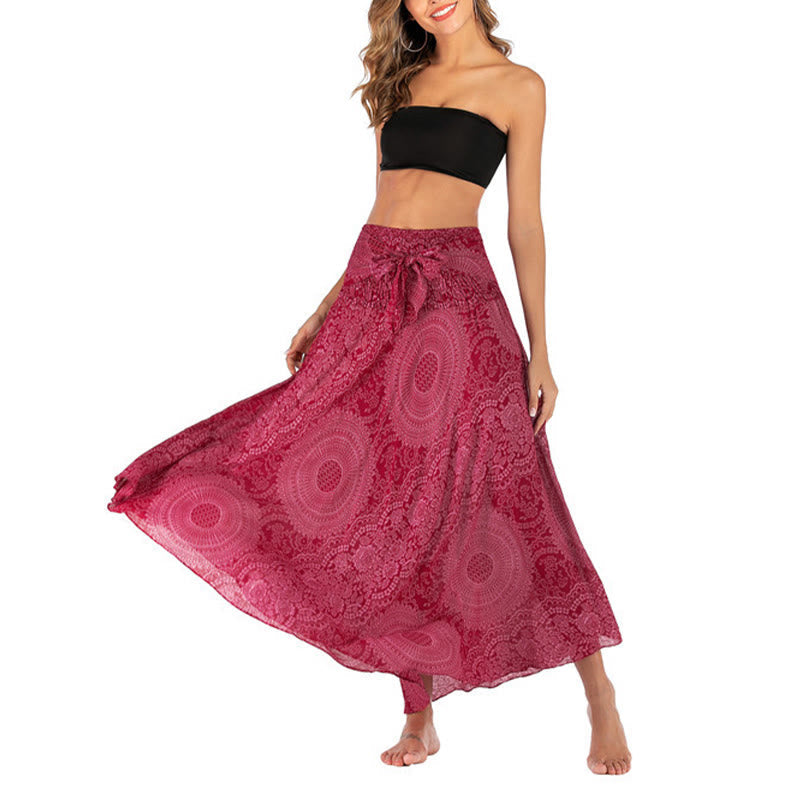 Two Style Wear Boho Compass Rose Flower Skirt Dress
