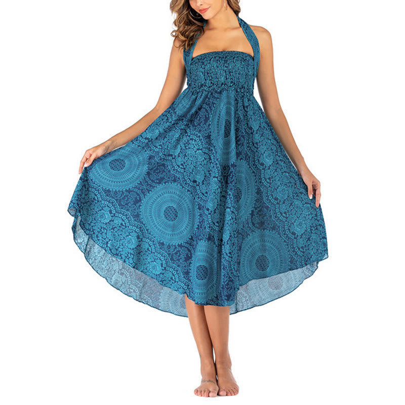 Two Style Wear Boho Compass Rose Flower Skirt Dress