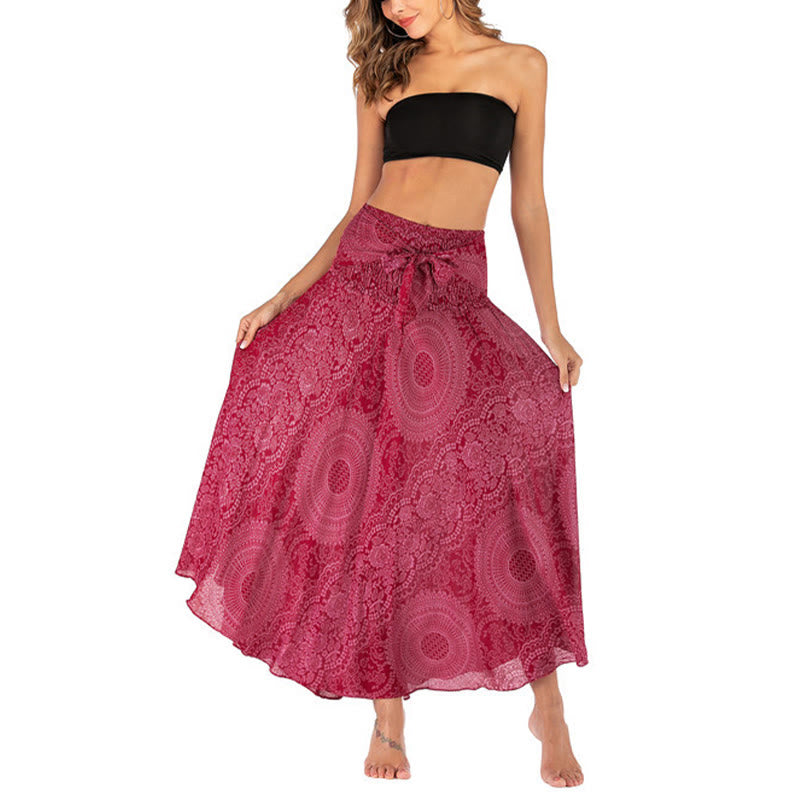 Two Style Wear Boho Compass Rose Flower Skirt Dress