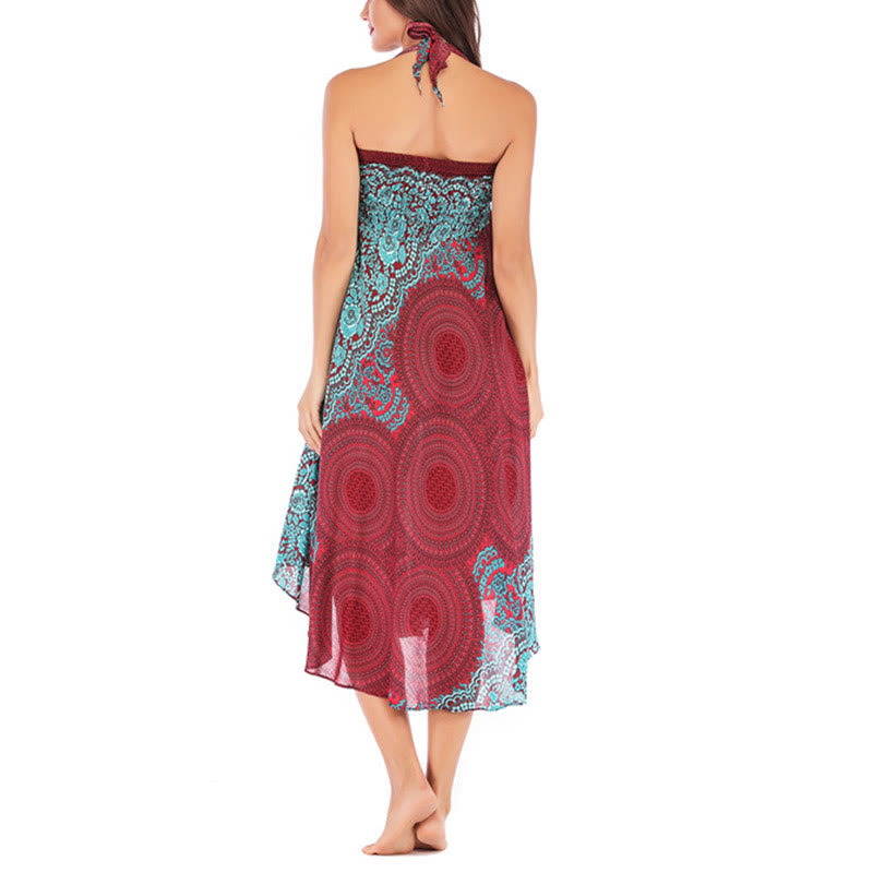 Two Style Wear Bohemian Compass Rose Flower Lace-up Skirt Dress