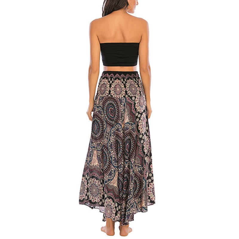 Two Style Wear Bohemian Mandala Flower Lace-up Skirt Dress