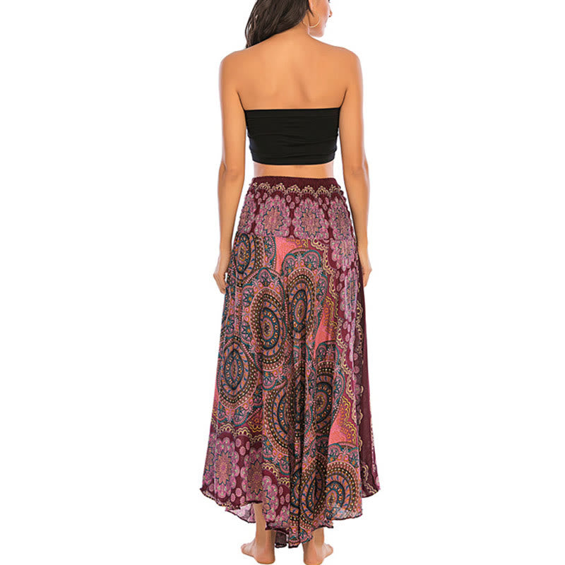 Two Style Wear Bohemian Mandala Flower Lace-up Skirt Dress
