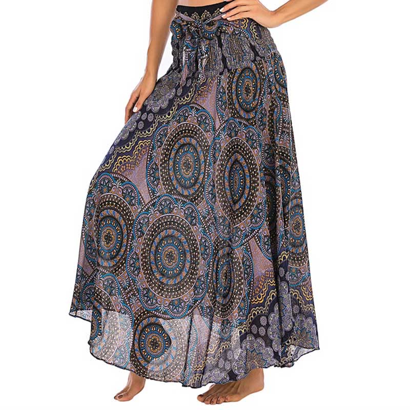 Two Style Wear Bohemian Mandala Flower Lace-up Skirt Dress