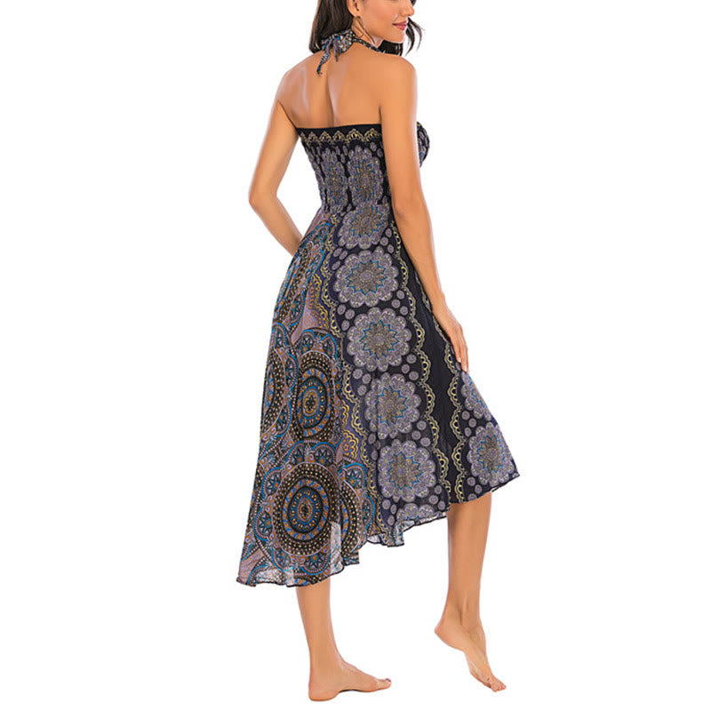 Two Style Wear Bohemian Mandala Flower Lace-up Skirt Dress