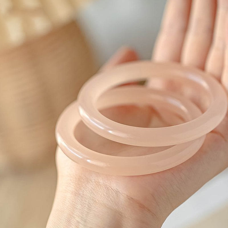 Natural Dusty Rose Pink Jade Self-Love Bracelet Bangle