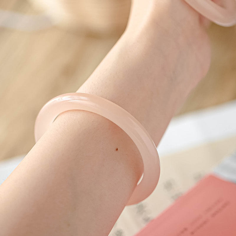 Natural Dusty Rose Pink Jade Self-Love Bracelet Bangle