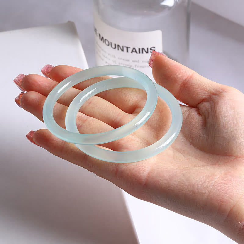 Blue Chalcedony Emotional Balance Energy Bracelet Bangle