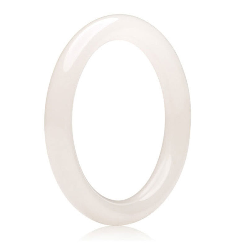Natural White Green Jade Luck Prosperity Bracelet Bangle