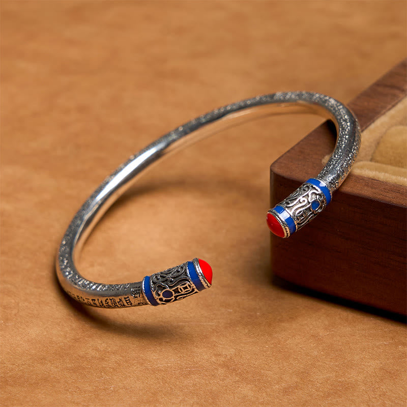 Heart Sutra Carved Copper Coins Healing Bracelet Bangle