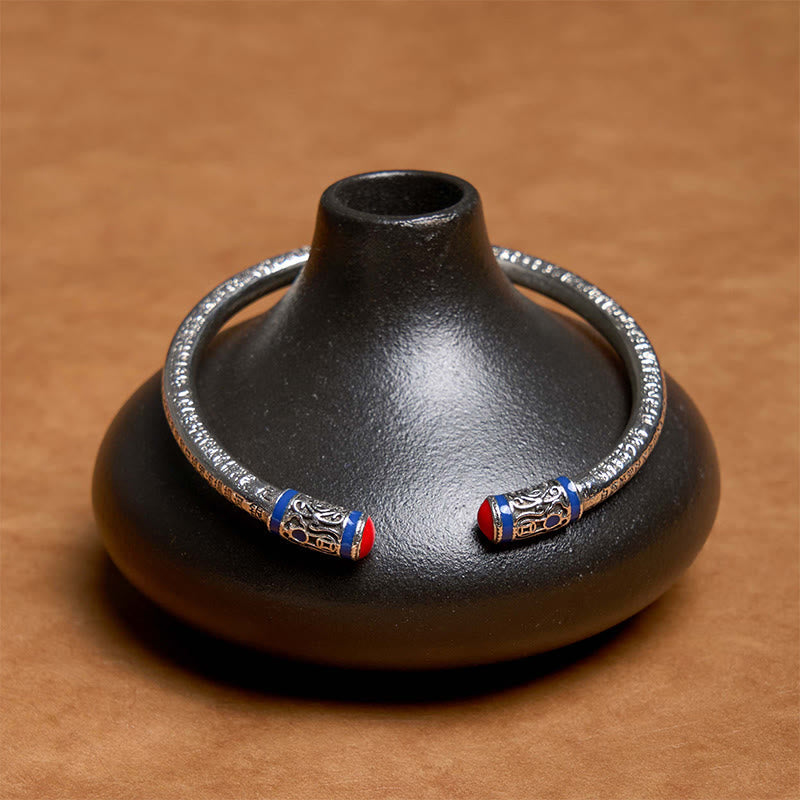 Heart Sutra Carved Copper Coins Healing Bracelet Bangle