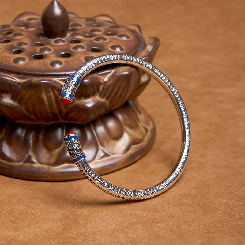 Heart Sutra Carved Copper Coins Healing Bracelet Bangle