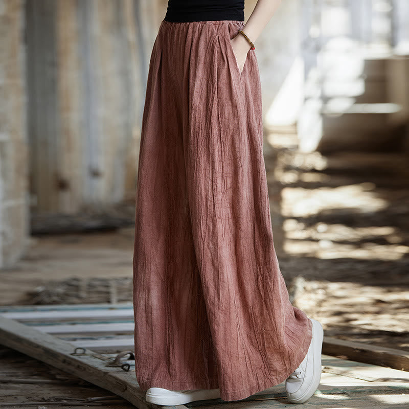 Frog-Button Sleeveless Cami Midi Dress Ramie Linen Wide Leg Pants With Pockets