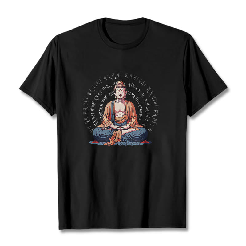 Tactile Cotton Sanskrit Heart Sutra Meditation Tee