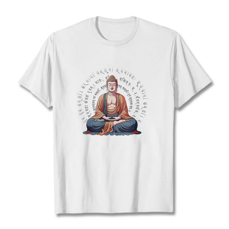 Tactile Cotton Sanskrit Heart Sutra Meditation Tee