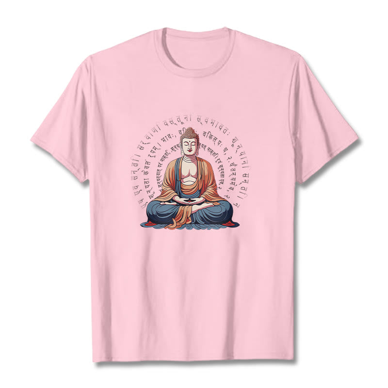 Tactile Cotton Sanskrit Heart Sutra Meditation Tee
