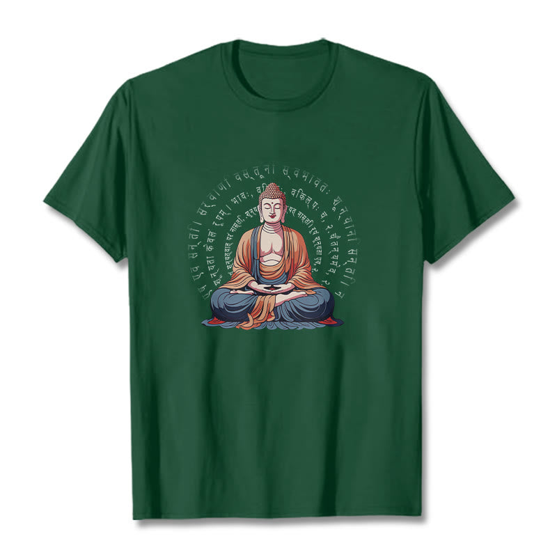 Tactile Cotton Sanskrit Heart Sutra Meditation Tee