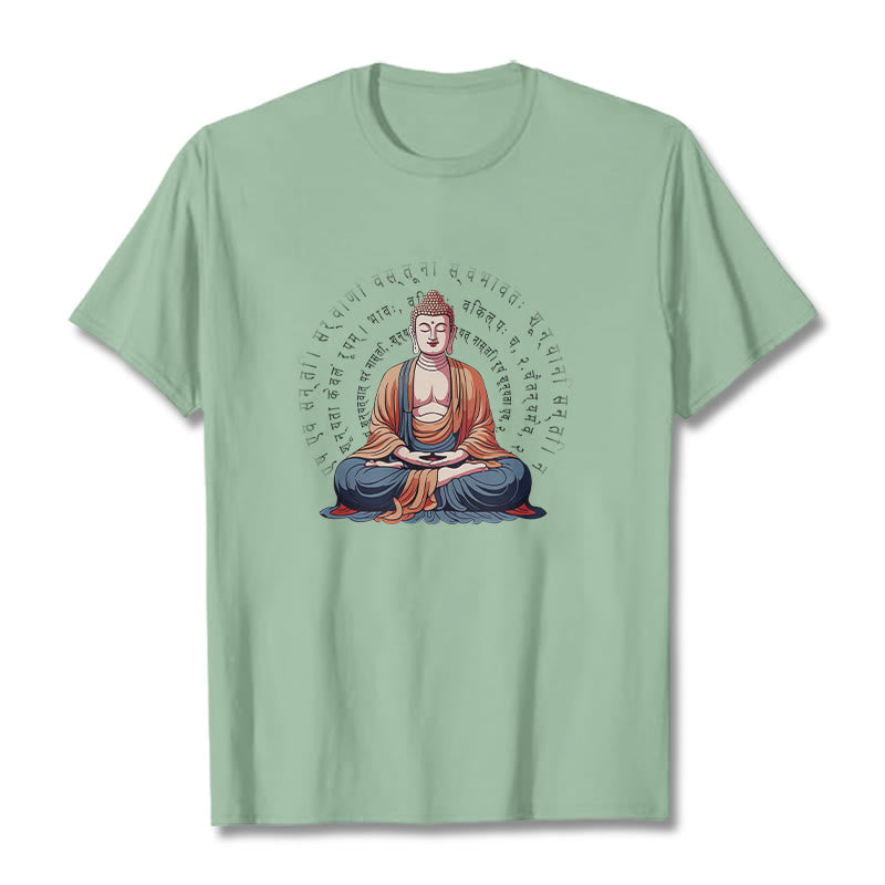 Tactile Cotton Sanskrit Heart Sutra Meditation Tee