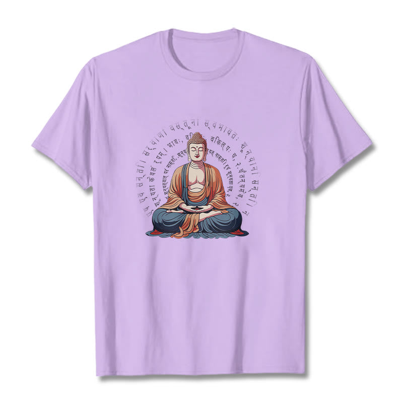 Tactile Cotton Sanskrit Heart Sutra Meditation Tee