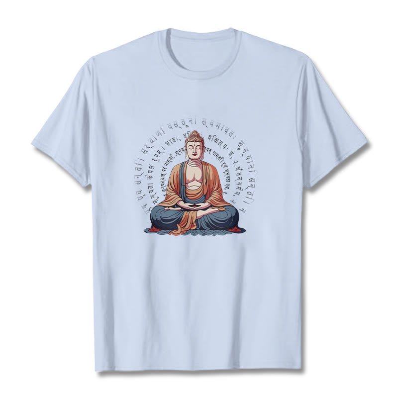 Tactile Cotton Sanskrit Heart Sutra Meditation Tee