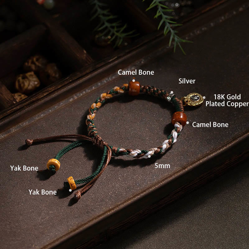 Tibetan Bone Beads Luck Rope Bracelet