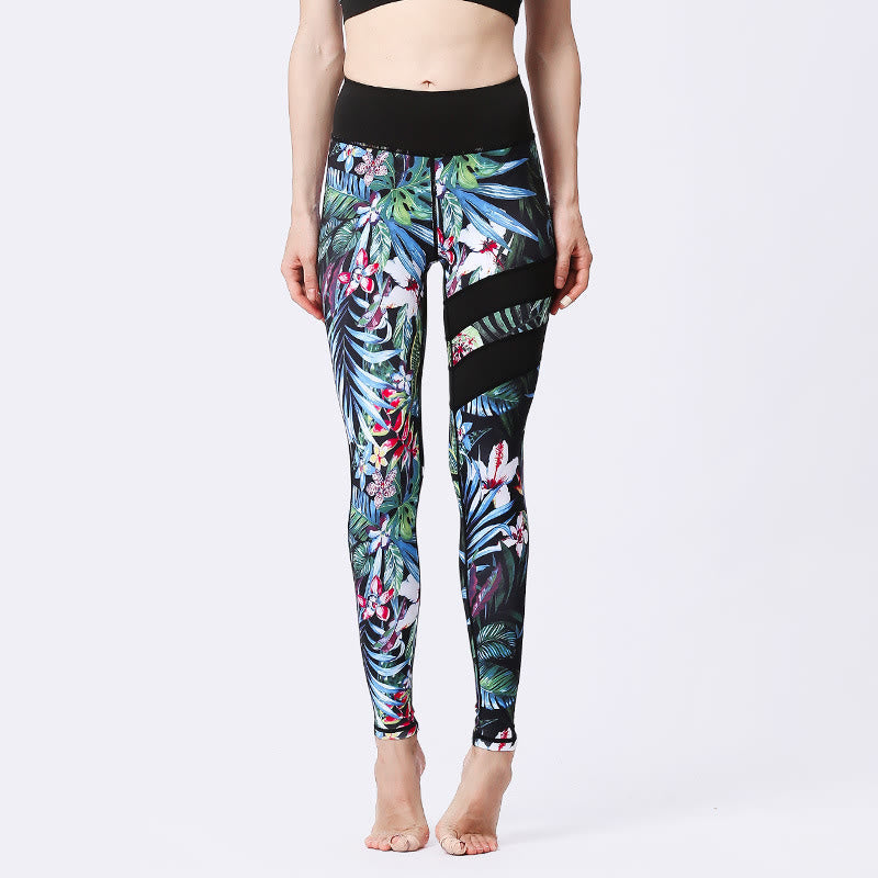 High-Waisted Botanical Print Mindful Movement Leggings