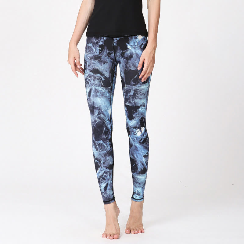 Mist Leaves Print Sports Exercise Fitness Leggings Women's Yoga Pants