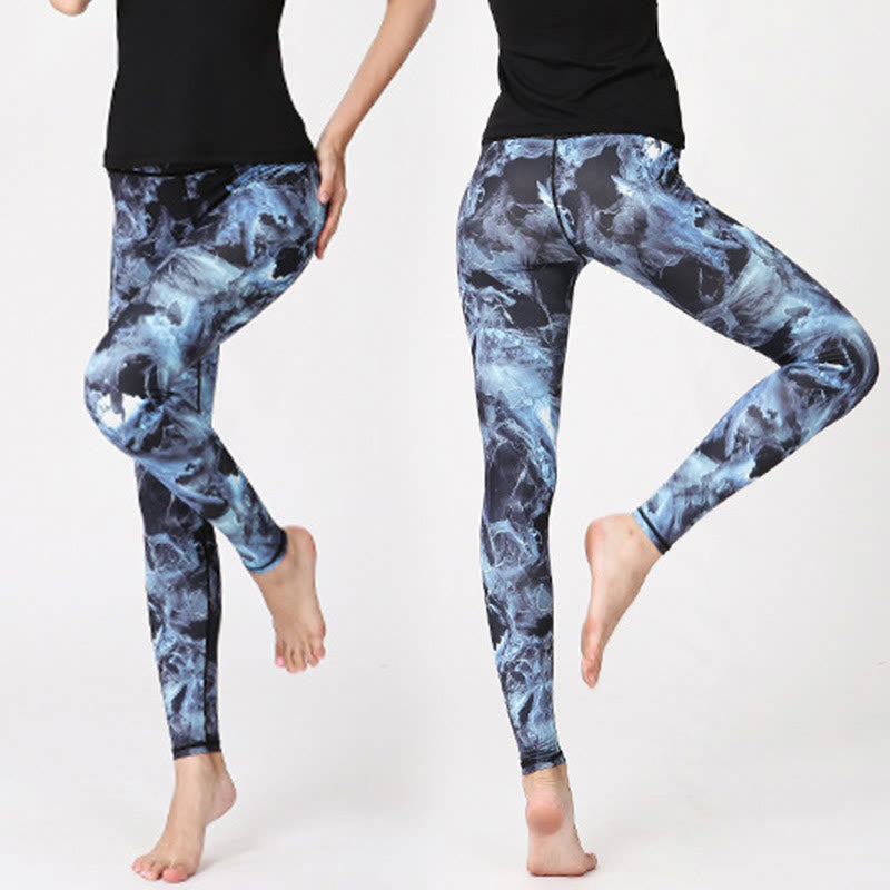 Mist Leaves Print Sports Exercise Fitness Leggings Women's Yoga Pants