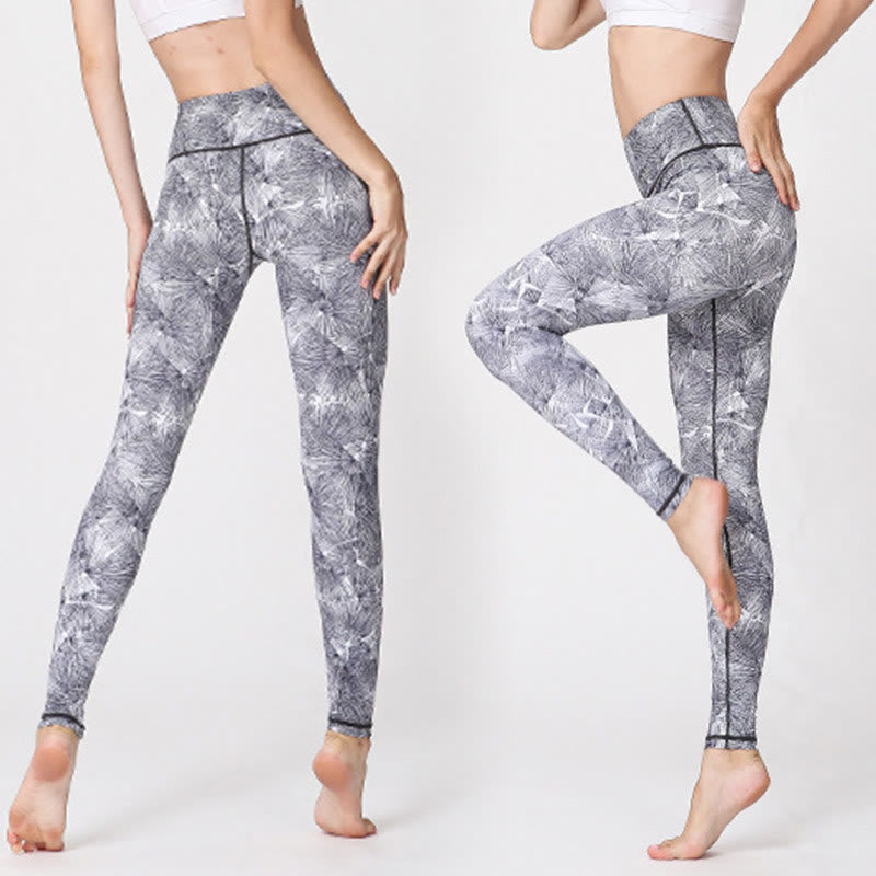 Mist Leaves Print Sports Exercise Fitness Leggings Women's Yoga Pants