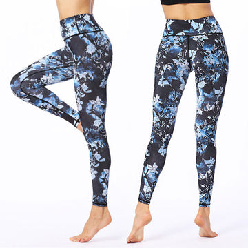 Simple Leaves Print Sports Fitness Leggings Women's Yoga Pants