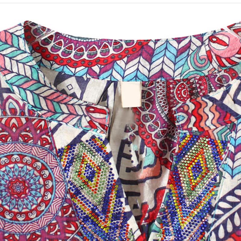 Women's Mandala Geometry Half Button Shirt