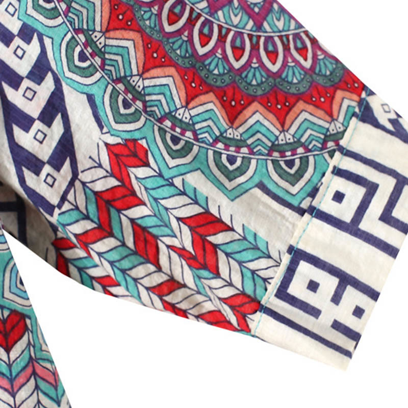 Women's Mandala Geometry Half Button Shirt
