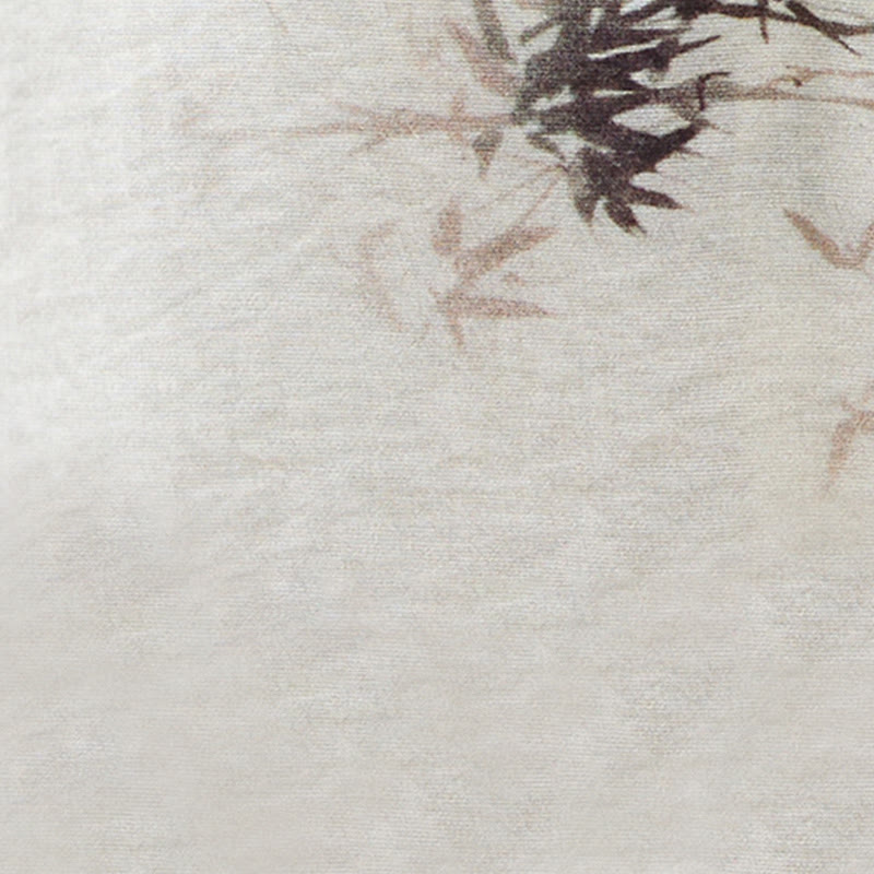 Ink Bamboo Leaves Print V-Neck Lace-up Frog-Button Shirt T-shirt Tee