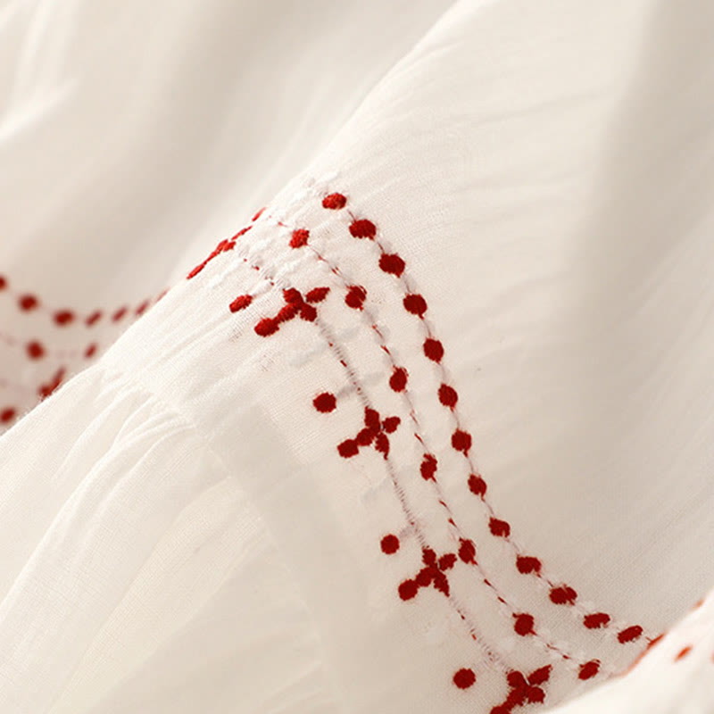 Breathable Cotton Blend Relaxed Midi Dress with Subtle Embroidery