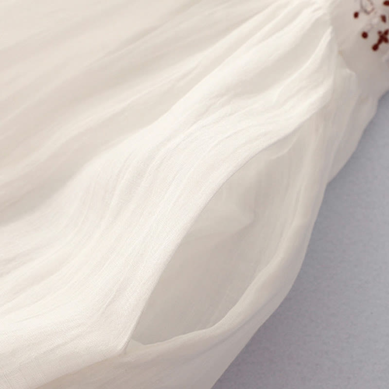 Breathable Cotton Blend Relaxed Midi Dress with Subtle Embroidery