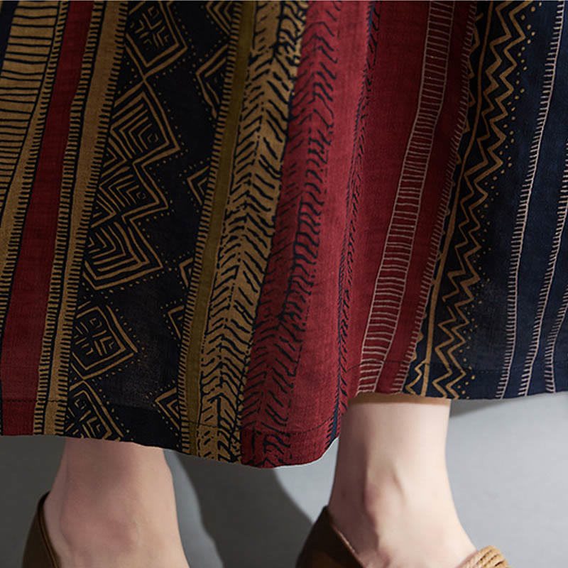 Tactile Cotton Geometric Relaxed Meditation Midi Dress