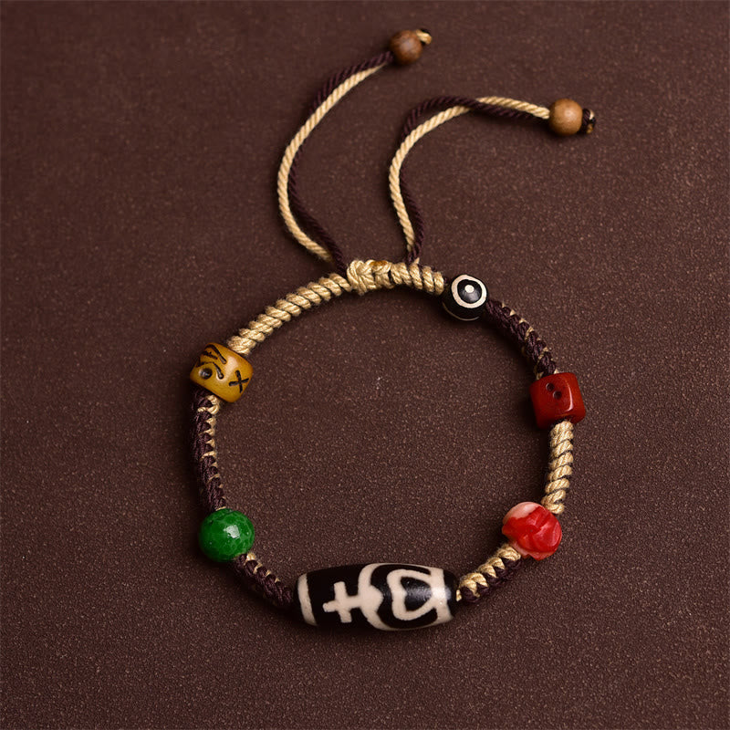 Handmade Tibetan Dzi Bead Wealth Braided Rope Bracelet