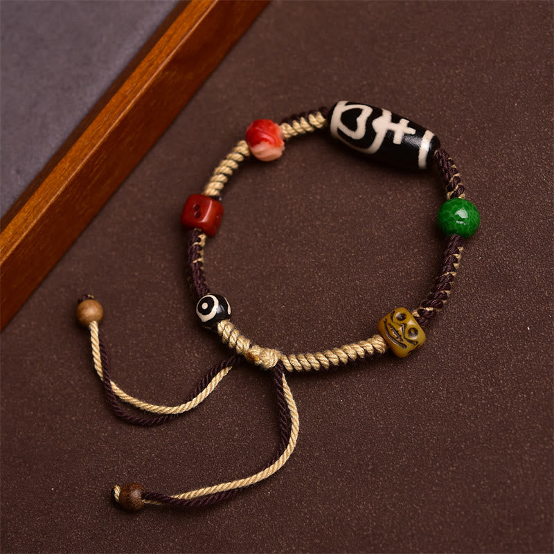 Handmade Tibetan Dzi Bead Wealth Braided Rope Bracelet