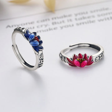 925 Sterling Silver Om Mani Padme Hum Lotus Relief Adjustable Ring