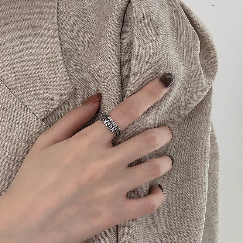 925 Sterling Silver Copper Coins Wealth Blessing Adjustable Ring