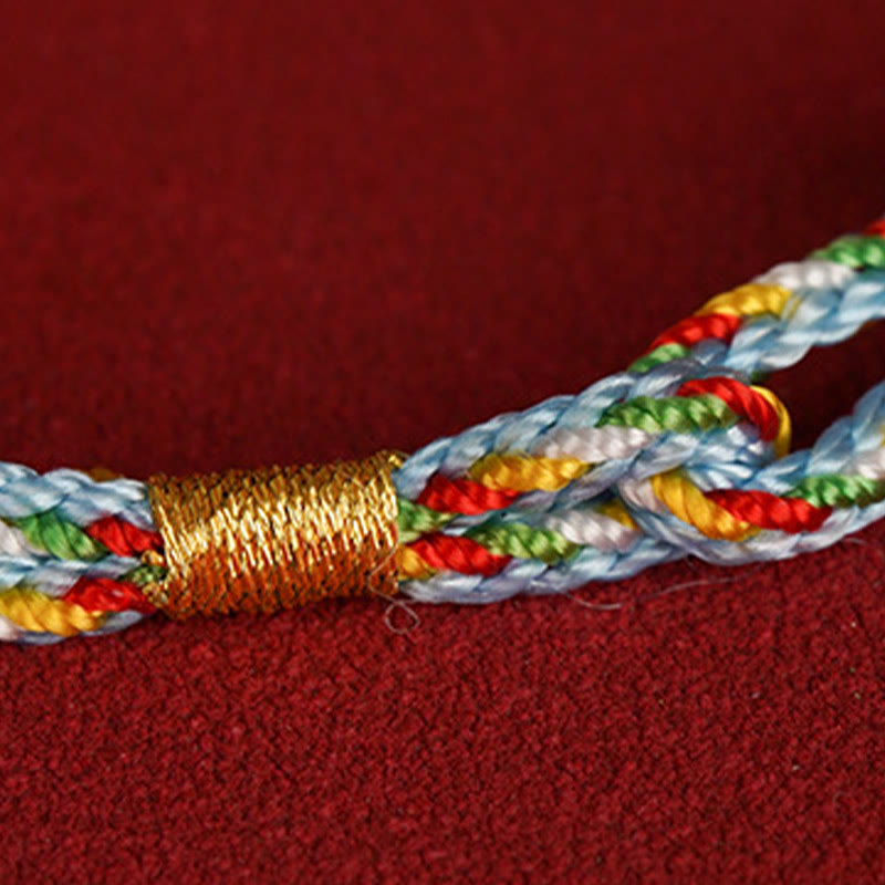 925 Sterling Silver Fu Character Luck Multicolored Rope Bracelet