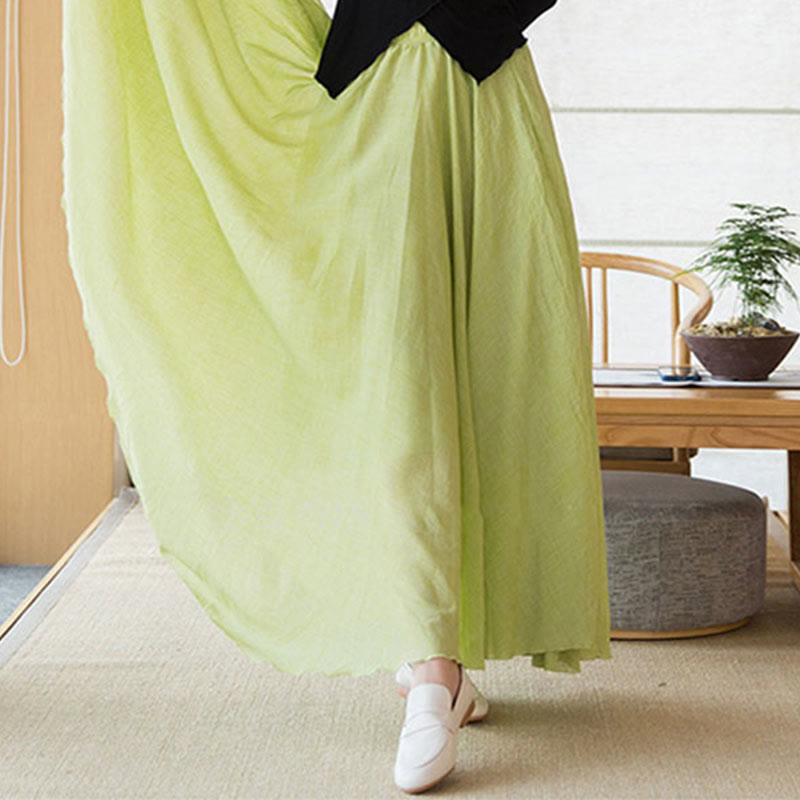 Solid Color Elastic High Waist Linen Skirt