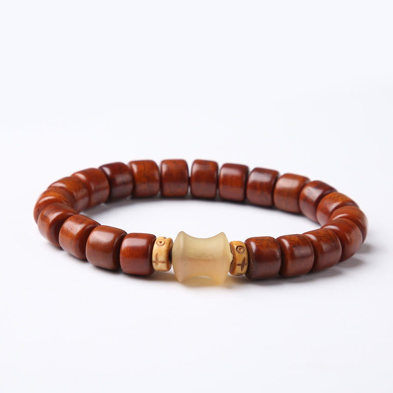 Tibetan Bone Bead Bracelet with Dzi, Tiger Eye, Jasper & Sacred Gemstone Accents