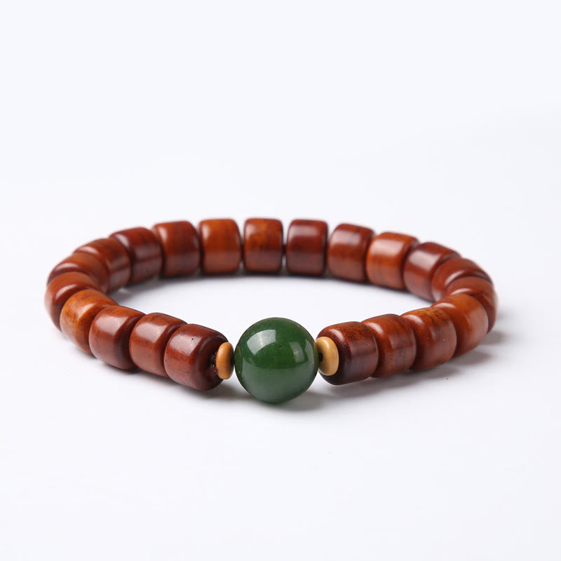 Tibetan Bone Bead Bracelet with Dzi, Tiger Eye, Jasper & Sacred Gemstone Accents
