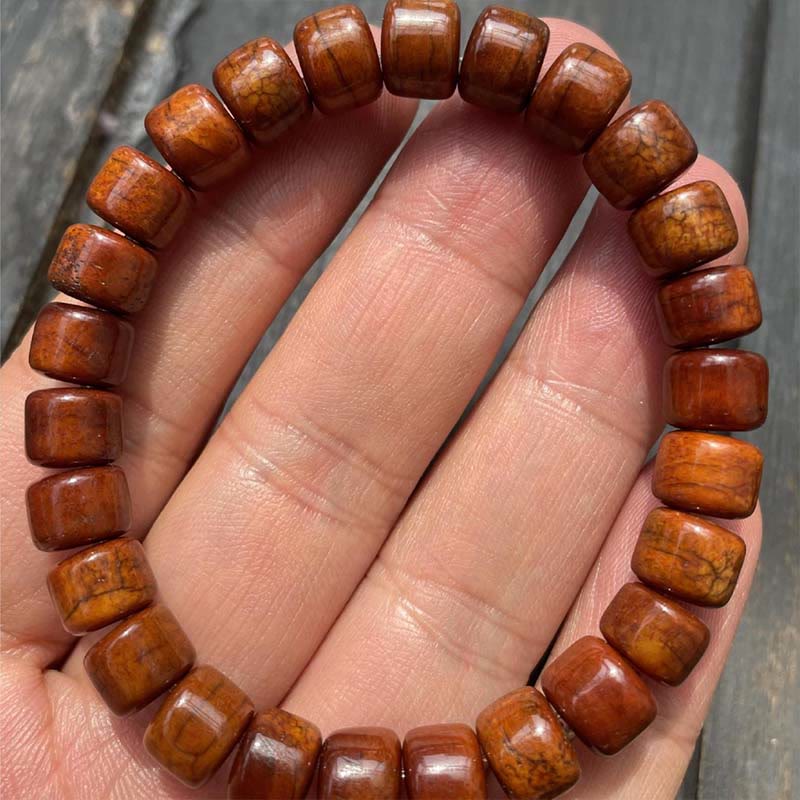 Tibetan Bone Bead Bracelet with Dzi, Tiger Eye, Jasper & Sacred Gemstone Accents